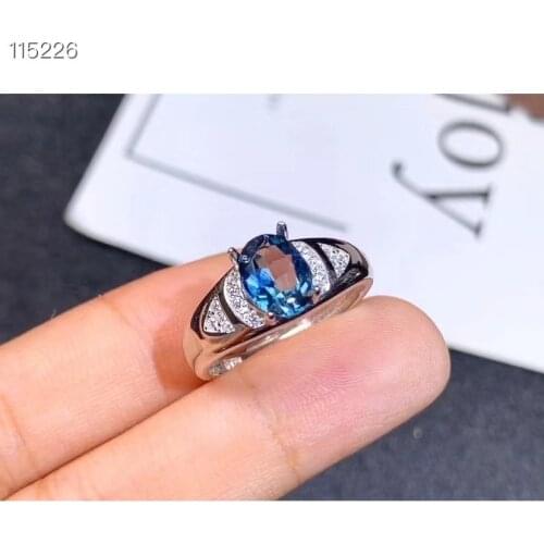 2020 new style charming blue Topaz gem ring for women silver engagement ring 6X6mm natural gem CERTIFIED girl birthday gift