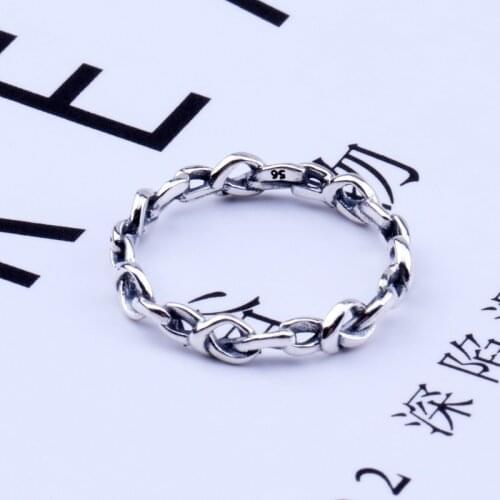 New Fashion Real 925 Silver Lovely Knotted Hearts Pan Ring For Women Resizable Wedding Engagement Rings DropShipping 2019