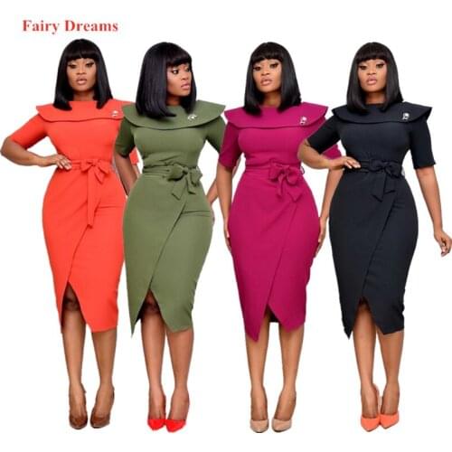 Bodycon African Dresses Women 2020 Spring Summer Plus Size Clothing Office Ladies Clothes Pencil Bandaged Dress Elegant Vestidos