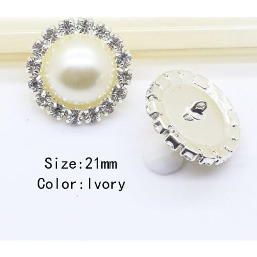 10pcs 21MM lvory color round Rhinesdtone Buttons pearls buttons Clothing sewing buckle Wedding Invitation Card Decoration