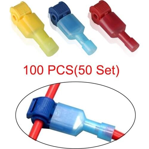 100Pcs/50set Quick Electrical Cable Connectors Snap Splice Lock Wire Terminal Crimp Wire Connector Waterproof Electric Accessory