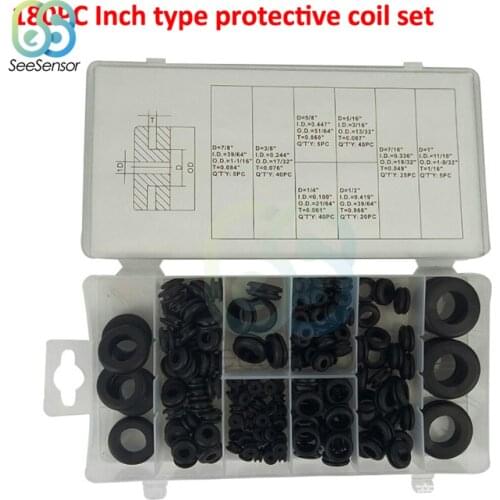 180pcs Black Flat Rubber Grommets Washer Assortment Set 8 Sizes Grommet Gasket for Protects Wire 207x103x28mm