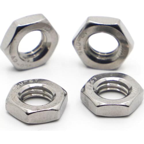 2-50pcs 304 Stainless Steel Hex Hexagon Thin Nut M3 M4 M5 M6 M8 M10 M12 M14 M16 Thin Nuts DIN439 GB6172
