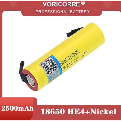 2021 Original HE4 2500mAh Li-lon Battery 18650 3.7V Power Rechargeable batteries Max 20A,35A discharge +Nickel sheet