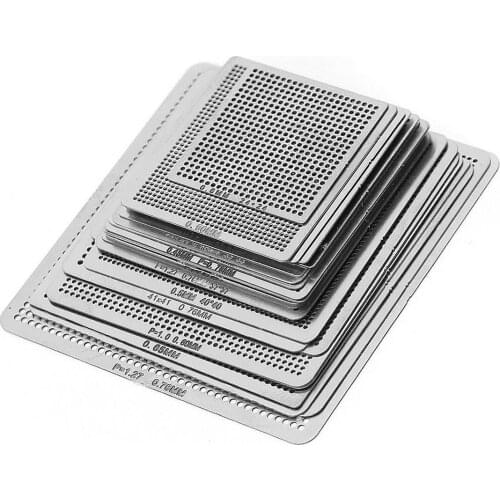 Universal 27pcs Stainless Steel Reballing Rework Net Stencil Directly Heat Kit Fit For BGA IC Desktop Notebook Game Console