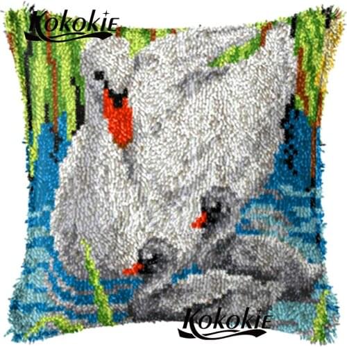 3d diy latch hook rug printed cushion blanket cross stitch kits for embroidery Patchwork Pillowcase carpet craft kits for adults