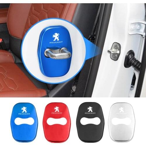 4Pcs Metal Car Door Lock Buckle Cover Decoration Accessories For Peugeot 206 307 308 3008 207 208 407 508 2008 5008 107 106 205