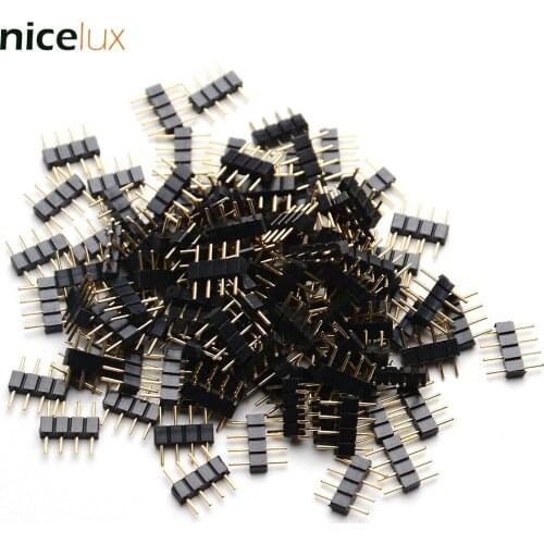 50pcs/lot 4 Pin RGB Needle Connector Adapter Male Type Double 4 Pin DIY Small Part for 3528 5050 LED RGB Strip Lights Insert