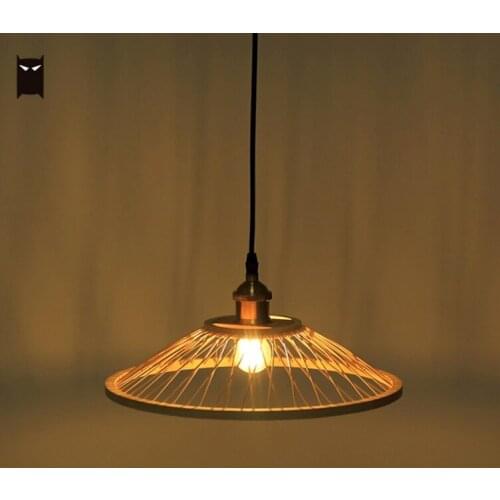 Bamboo Wicker Rattan Office Pendant Light Fixture Japanese Nordic Simple Bar Hanging Lamp Luminaires Suspendus Room E27 E26 Bulb