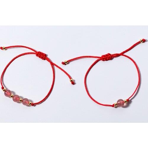 Colusiwei Lucky Pink Crystal Bracelet for Girl Adjustable Red String Rope Relationship Bracelets 925 Sterling Silver Jewelry