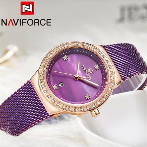 Relogio Feminino NAVIFORCE Women Watches Top Brand Luxury Ladies Wristwatch Stainless Steel Fashioin Bracelet Female Clock 5005
