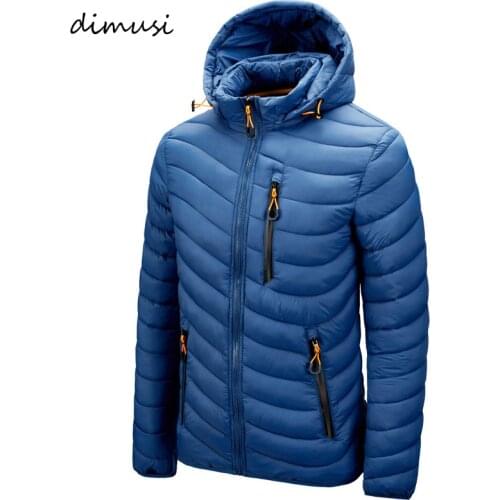 DIMUSI Winter Mens Jacket Fashion Mens Cotton Down Warm Parkas Casual Outwear Windbreaker Thermal Hooded Coats Mens Clothing