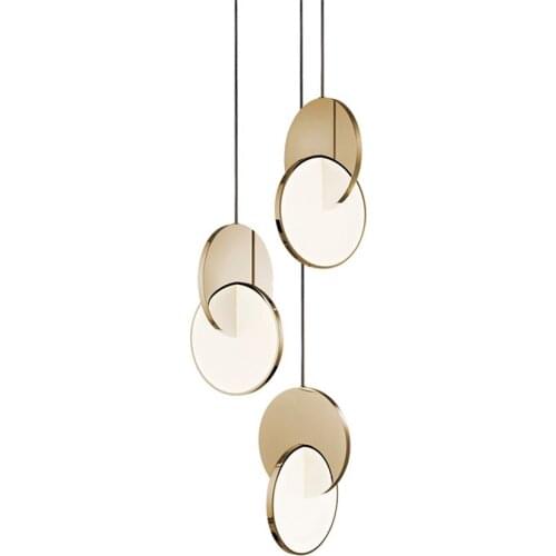 Designer Mirror round cake pendant lights luxury bedroom bar dining room Nordic bedside hanging lights decoration lighting