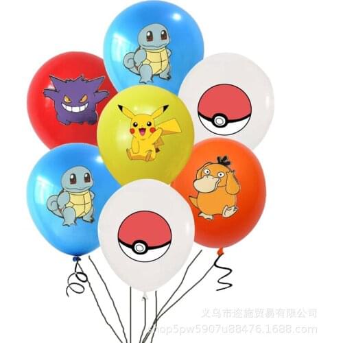 100pcs Pokemon Go Cartoon Anime Action Figure Latex Balloons Pikachu Psyduck Squirtle Gengar Children Toys Wholesale Decorations