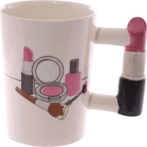 1Piece Lipstick Lover Novelty Coffee Cup Make Up Inspired Fashion Lipstick Coffee Mugs And Cup Unique Gift Idea For Her