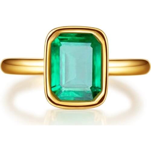 Vintage 2ct Emerald Ring 18K Gold Engagement Wedding band Rings for Women Bridal Party Jewelry Gift
