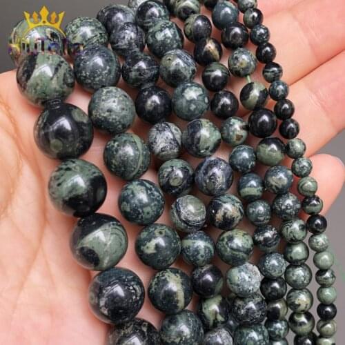 Natural Stone Green Malachite Kambaba Round Loose Beads For Jewelry Making DIY Bracelet Earrings Accessories 15'' 4/6/8/10/12mm