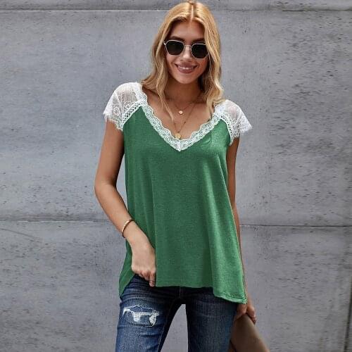 Summer V Neck Lace Hollow Tank Tops 2021 Women Loose Casual Crochet Vest Cami Ladies Elegant Patchwork Black Sleeveless Shirts