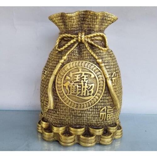 Copper Piggy Bank Decoration Brass Saving Fortune Bag Ingot Depositing Money Bag Piggy Bank Office Desktop Gift