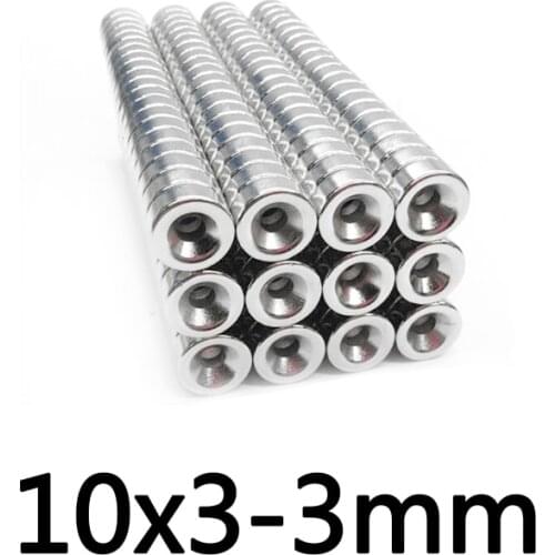 20/30/50PCS 10x3-3 Neodymium Magnet 10x3 mm Hole 3mm N35 Round Super Strong Countersunk Permanent Magnetic Magnets 10*3-3 mm
