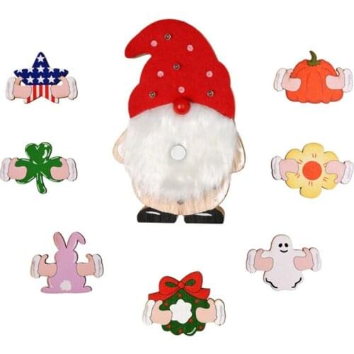 Lighting Christmas Wood Plush Gnome Decor Replaced Piece Holiday Ornaments Gifts for Kids Birthday Housewife Decoration