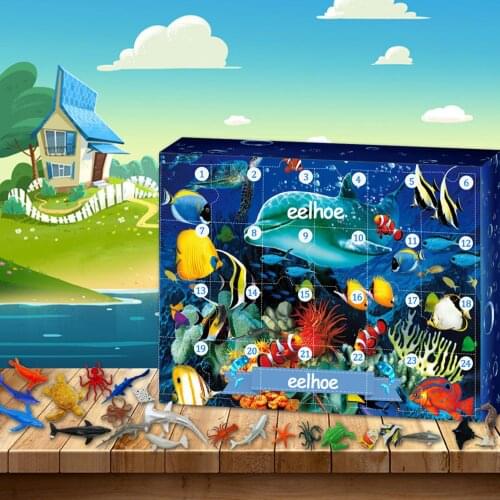Underwater World 2020 Advent Calendar Toy with 24 Little Doors Kids Fun Gift Parent-child Interactive Game Kids Educational Gift