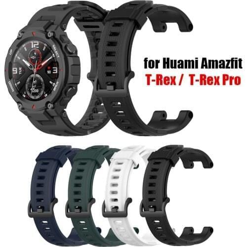 For Huami Amazfit T-Rex /T-Rex Pro Silicone Strap Solid Color Bracelet Watchbands Smart Watches Bands