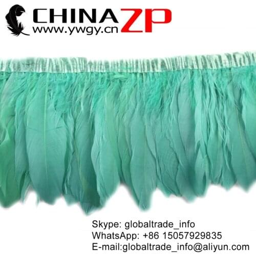 Made in CHINAZP Factory Wholesale Price for Per Yard Good Quality Dyed Aqua Blue Goose Feather Trimming Fringe