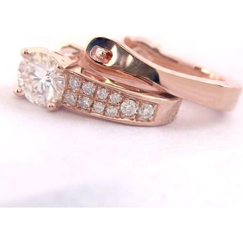 14K Yellow Gold DEF Moissanite Stud Earring White & Black Moissanite 2CTW 6.5mm Engagement Wedding for Women