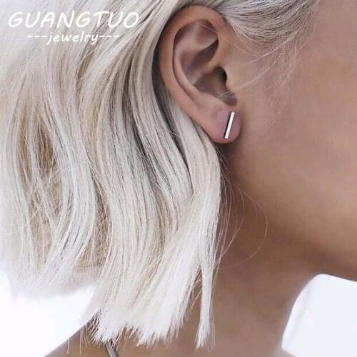 Fashion Geometric Rectangle T Bar Simple Stud Earring For Women Gold Silver Punk Minimalism Ear Stud Party Jewelry Gift EB947