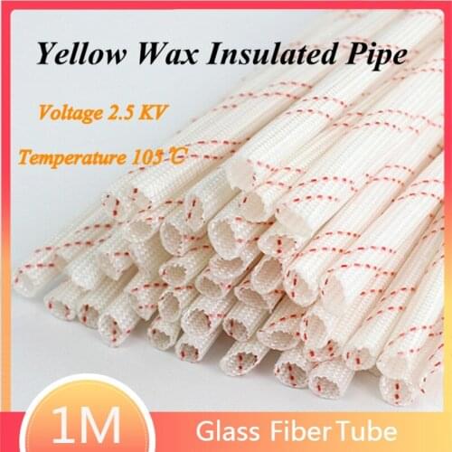 1 Meters Yellow Wax Tube 1mm 1.5mm 2mm 3mm 4mm 5mm Fiberglass Sleeving High Temperature Insulated Wire Casing Glass Fiber Tube