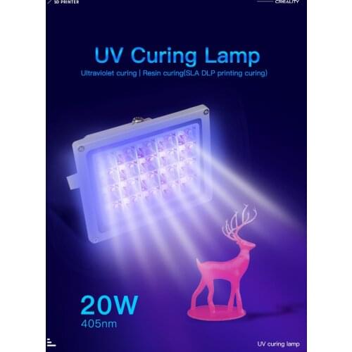 CRELITY 3D UV Curing Floodlight/Spotlight LED Resin Curing Lamp 20W 405nm UV Resin Output Effect Fast Curing for SLA DLP Printer