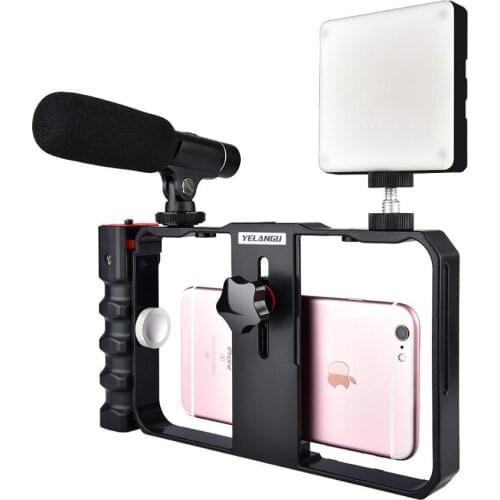 Yelangu Pro Smartphone Video Rig Filmmaking Case Phone Video Stabilizer Grip Mount for iPhone Xs Max XR X 8 Plus Samsung Huawei