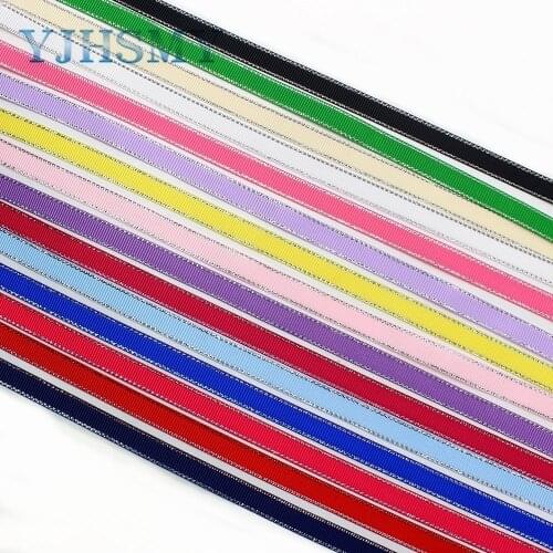 YJHSMY I-19316-565 10mm 10yards Silver double sided bilateral grosgrain Ribbons,DIY bow cap accessories and decorations