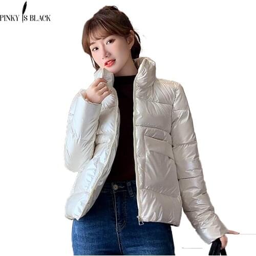 PinkyIsBlack Women Winter Jacket Parkas 2021 New Fashion Youth Slim Stand Collar Casual Street Warm Autumn Winter Coat Female