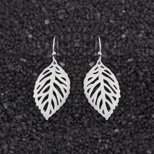 Hollow Leaf Drop Earrings For Women Gold Silver Color Stainless Steel Female Dangle Hanging Earring Fashion Ear Jewelry Brincos