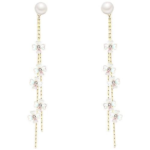 POTCET Korea 2021 Fashion Trend Womens Pearl Flower Pendant Earrings Retro Simple Earrings Trend 2021 Jewelry Free Shipping