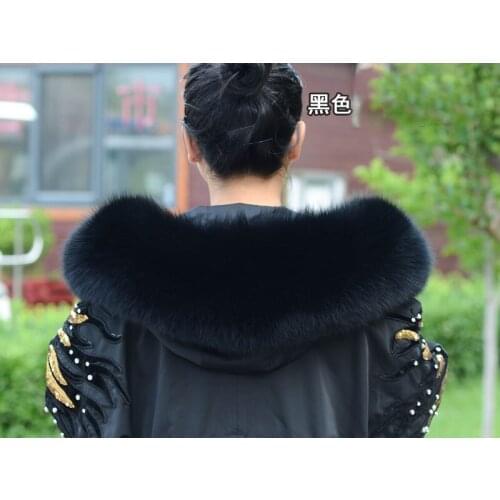 Real Fox Fur Collar Scarf For Women Down Coat and Parkas Cap Dedicated Collar White Black Khaki