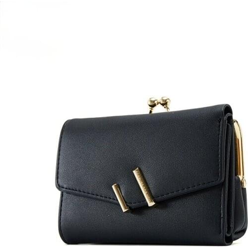 Women Hand Clutch Mini Coin Purses Original Leather Card Holder Sheepskin Small Wallets Metal Frame Change Money Bag