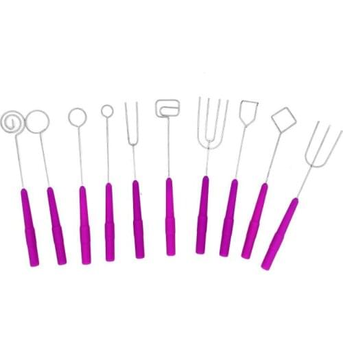 10pcs/set Chocolate Dipping Forks Stainless Steel Fondue Fountain Decorating Tool