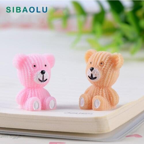 2pcs Lover Bear Figurine Miniature Animal Decoration mini fairy garden Cartoon animal statue resin craft Home Car Decoration