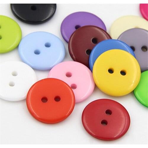 200pcs/lot 15mm Round Multi Buttons Resin Sewing Accessories Button For Scrapbooking Cardmaking Embellishments