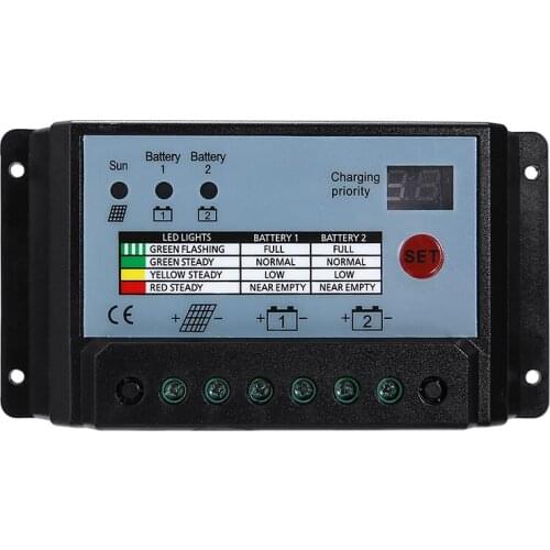 20A Solar Controller 12V 24V Auto Solar Charge Controller Dual USB Auto Solar Panel Battery Charge Controller Voltage