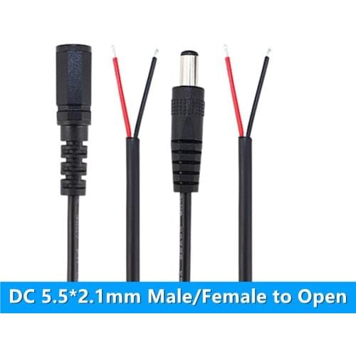 5.5mm x 2.1mm DC Jack Connectors Power Extension Cable Female Male DC Plug Adapter For CCTV Camera 5050 3528 LED Strip