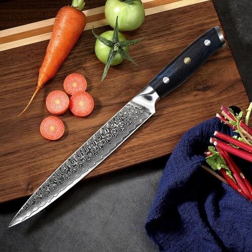 8" Inches Slicer Kitchen Knife Razor Sharp Japanese VG10 Steel Blade Knives G10 Handle Damascus Chef Slicing Knives Cut