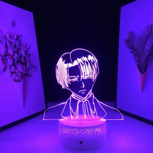 Levi Ackerman Attack on Titan Acrylic 3D Lamp for Home Room Decor Light Child Gift Levi Ackerman Manga LED Night Light
