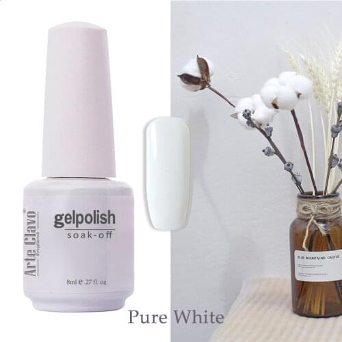Arte Clavo 8ml Pure Colors Series Gel Nail Polish White Black Nude UV/LED Soak Off Gel Polish Lacquer Nail Art Manicure Varnish