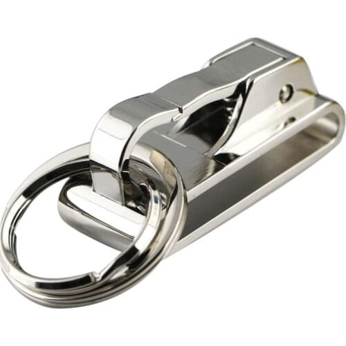 FATPIG 1pcs Silver and gold Keychain Key Chain Design Home Metal Craft New Spring Buckle Clip on Belt Double Loops