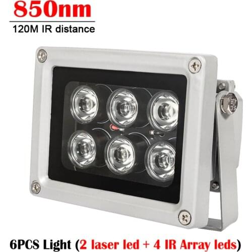 CCTV LEDS 8pcs Light (2 laser led + 4 IR Array leds) CCTV Camera Fill Light IR illuminator infrared lamp Waterproof Night Vision