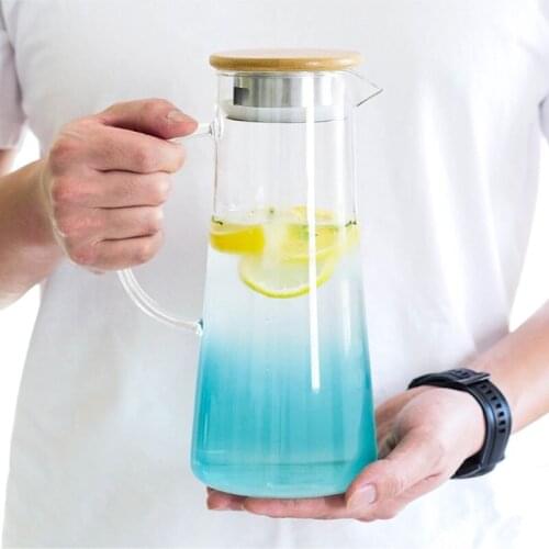 Heat-resistant glass kettle, High capacity ,Can be heated Color kettle Household kitchen supplies Juice, tea set kettle 1800ml